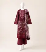 Paltar Mahr Mah Vol-8 Luxury Printed Lawn 3 Piece Suit – Plum