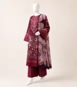 Paltar Mahr Mah Vol-8 Luxury Printed Lawn 3 Piece Suit – Plum - Image 2