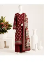 Orang Baronial Brown 3-Piece Premium Lawn Suit