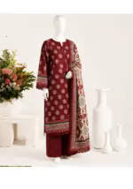 Orang Baronial Brown 3-Piece Premium Lawn Suit - Image 2